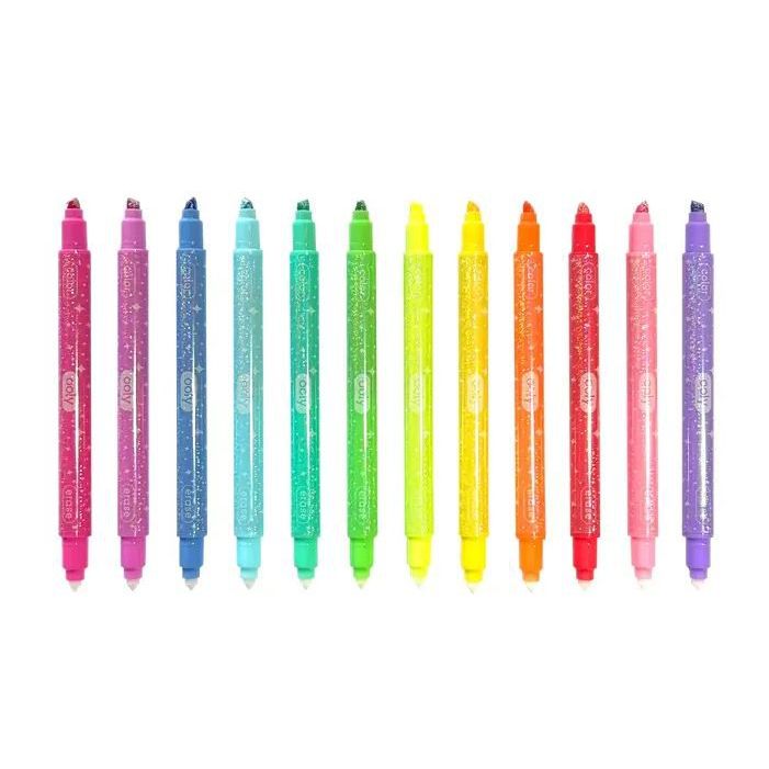 Ooly Make No Mistake Glittery Erasable Markers: Set of 12 Markers Ooly