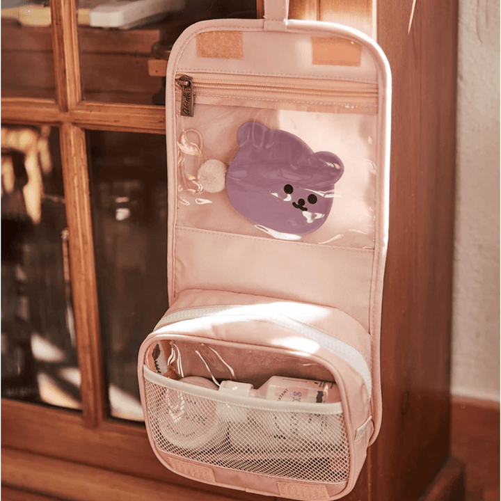 Olli Ella See-Ya Wash Bag- Pink Daisies Suitcase Olliella   