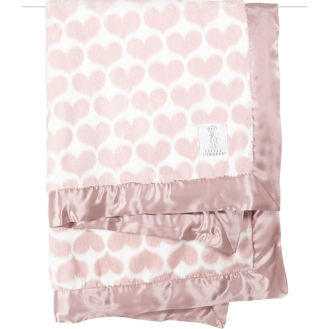 Little Giraffe Luxe Heart Army Blanket- Dusty Pink Swaddles & Blankets Little Giraffe   
