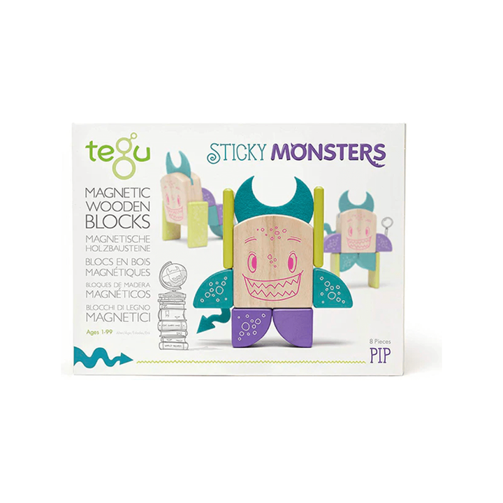 Tegu- Pip Magnetic Wooden Blocks Sticky Monsters, 8 pieces Wooden Toys Tegu   