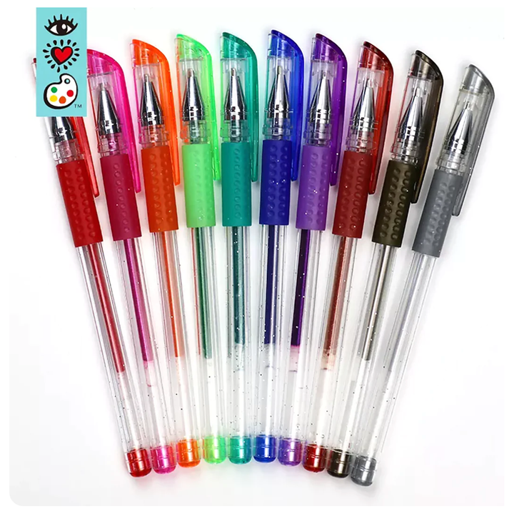Bright Stripes 12 Glitter Gel Pens Markers Bright Stripes   