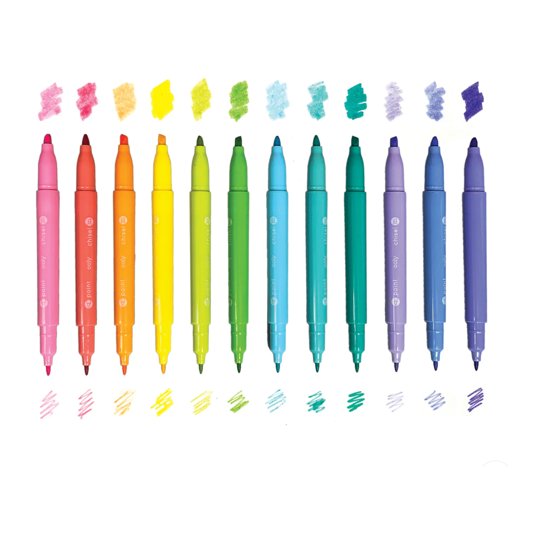 Ooly Pastel Hues Markers- Set of 12 Markers Ooly   
