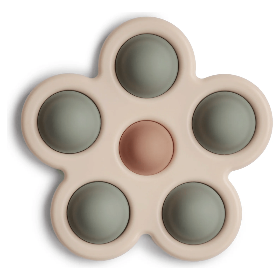 Mushie Flower Press Toy- Dried Thyme/Natural/Shifting Sand Baby Toys Mushie