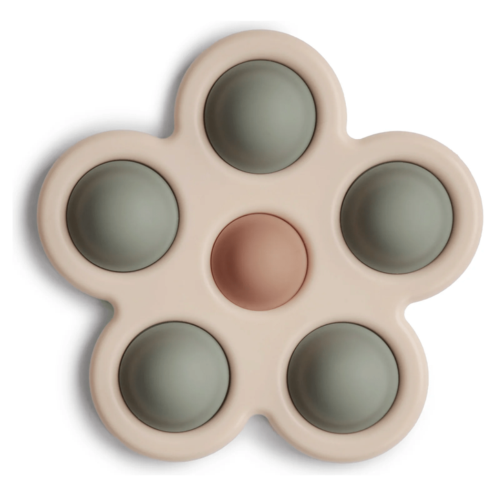 Mushie Flower Press Toy- Dried Thyme/Natural/Shifting Sand Baby Toys Mushie