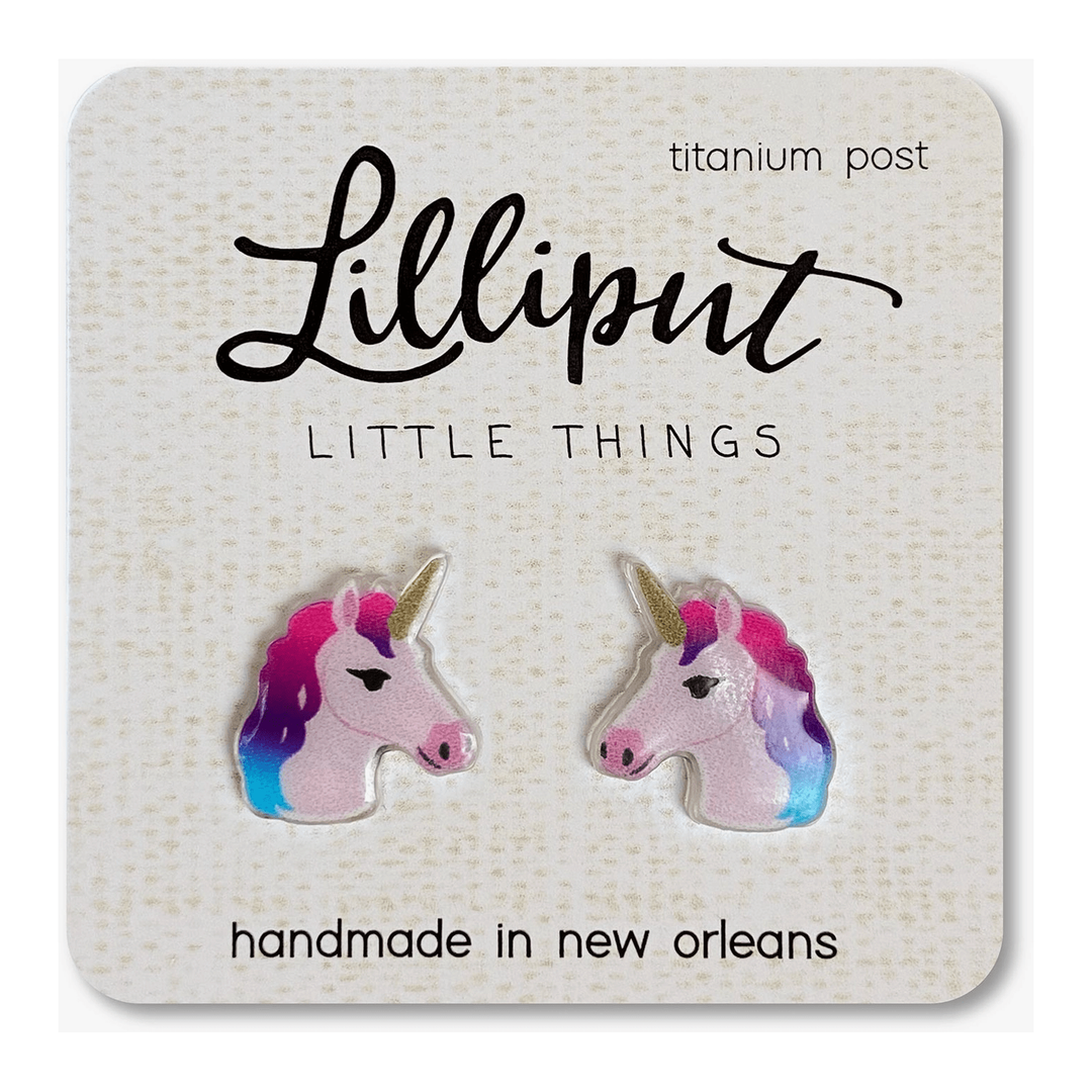 Lilliput Little Things Unicorn Earrings-Pink Apparel Accessories Lilliput Little Things   