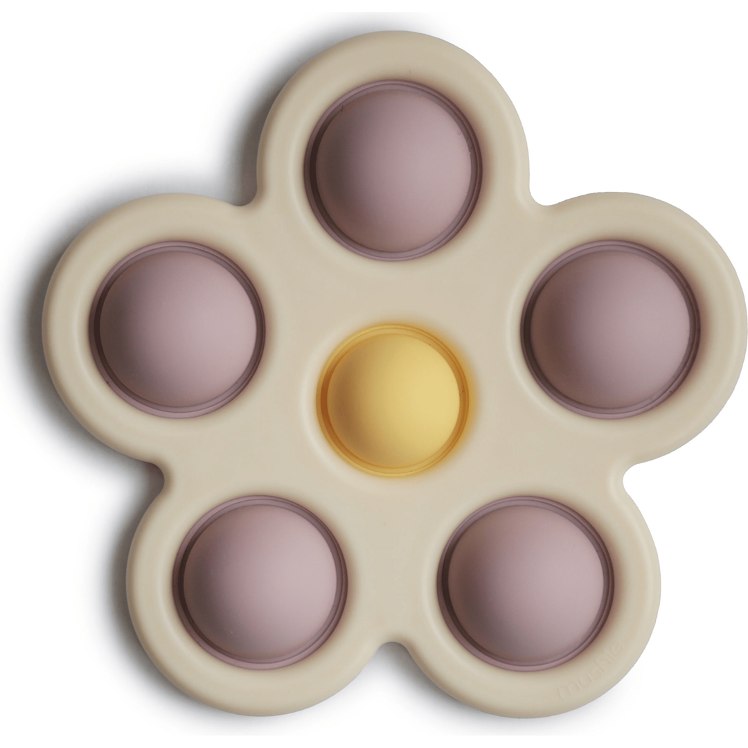 Mushie Flower Press Toy- Soft Lilac/Daffodil/Ivory Baby Toys Mushie