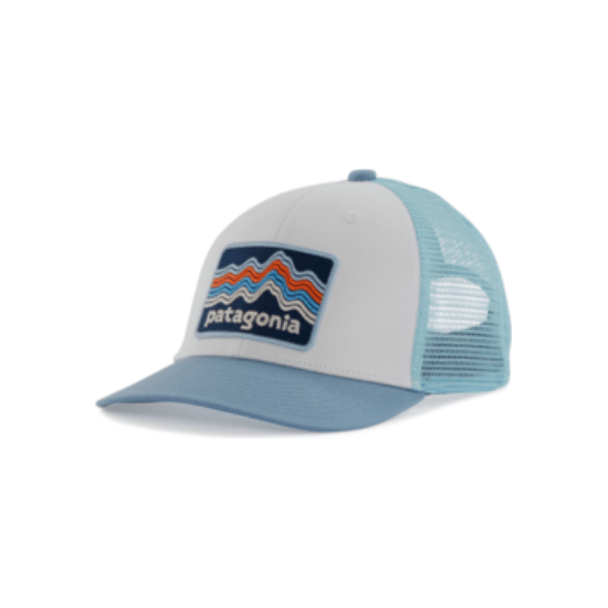 Patagonia Spring 2024- K's Trucker Hat Baby & Toddler Hats Patagonia Ridge Rise Stripe: Light Plume Grey  