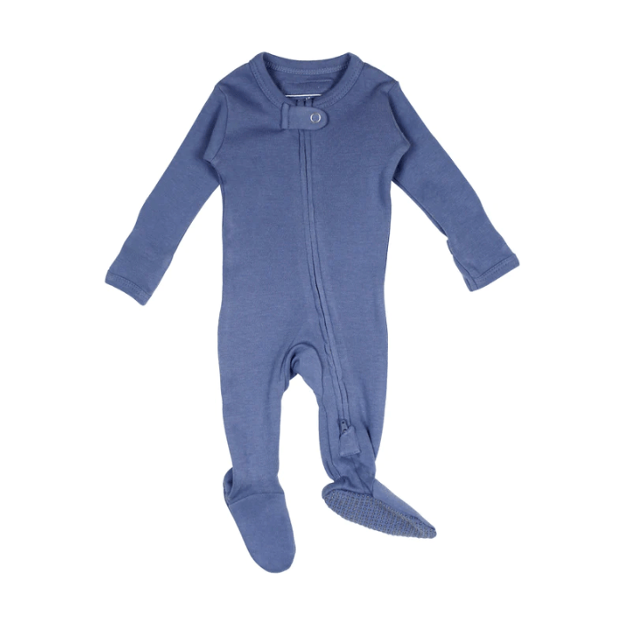 L'ovedbaby Organic 2-Way Zipper Footie Baby Gown L'ovedbaby Newborn Slate 