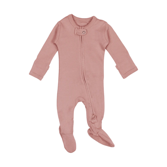L'ovedbaby Organic 2-Way Zipper Footie Baby Gown L'ovedbaby Newborn Mauve 