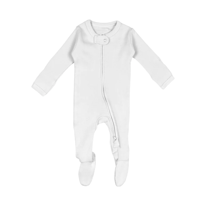 L'ovedbaby Organic 2-Way Zipper Footie Baby Gown L'ovedbaby Newborn White 
