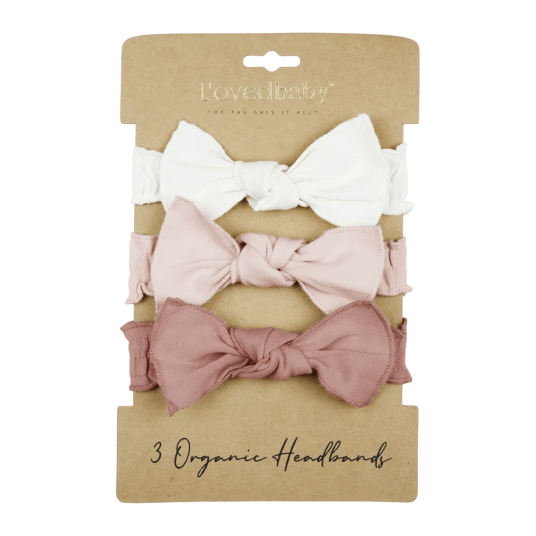 L'ovedbaby Organic 3-Piece Smocked Headband Gift Set Baby Gown L'ovedbaby Pinks  