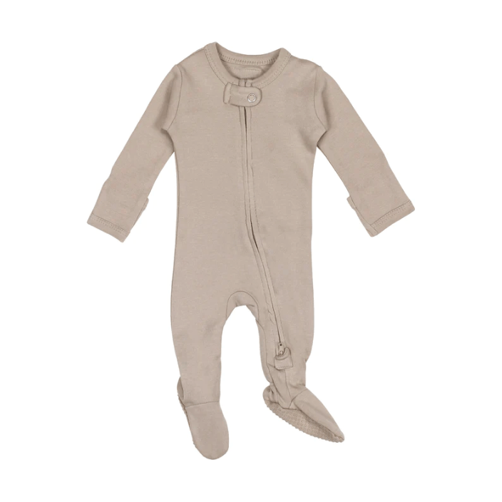 L'ovedbaby Organic 2-Way Zipper Footie Baby Gown L'ovedbaby Newborn Oatmeal 
