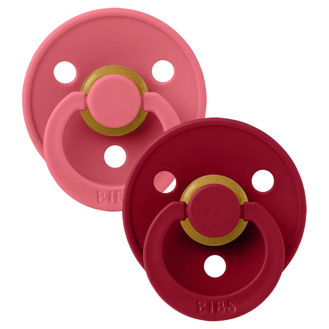 BIBS USA- Natural Rubber Pacifier 2 Pack - Coral/Ruby Pacifiers and Teething BIBS USA   