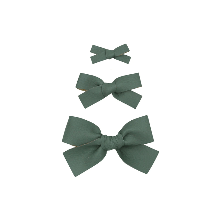 Lou Lou & Company Leather Bow Clip- Single Medium Headband Lou Lou & Company Jade  