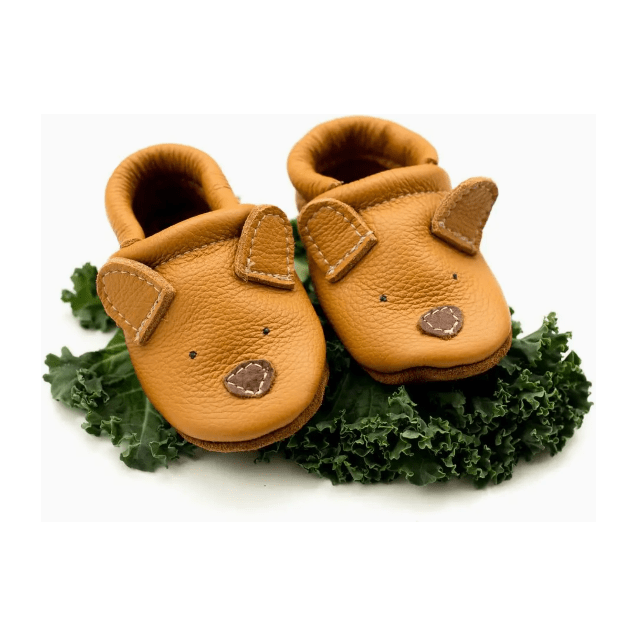 Starry Knight Cute Critter Leather Moccasin- Honey Bear Baby Shoes Starry Knight Designs NB-3 Months  