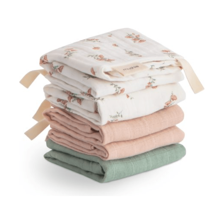 Mushie Muslin Cotton Washcloth- 5 Pack Wash Cloth Mushie   
