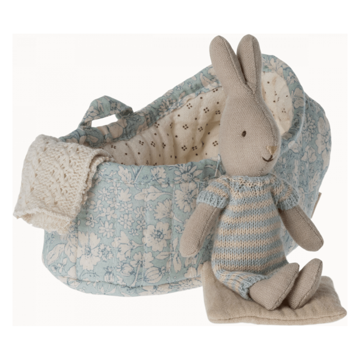 Maileg Rabbit In Carrycot- Micro Dolls Maileg Mint  