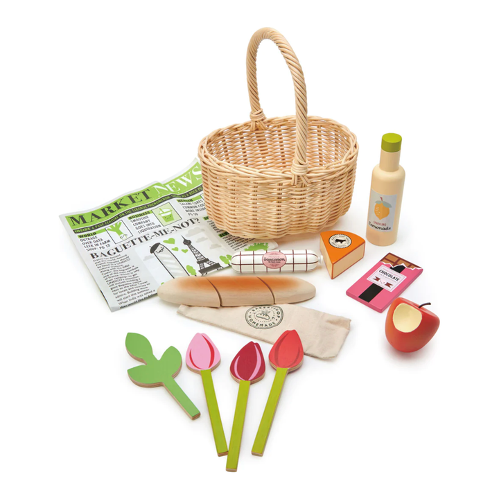 Tender Leaf Wicker Shopping Basket Toddler And Pretend Play Tender Leaf Toys   