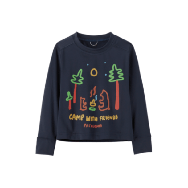 Patagonia Spring 2024- Baby Long-Sleeved Capilene Silkweight UPF T-Shirt Sun Shirt Patagonia Camp With Friends: New Navy 6-12M 