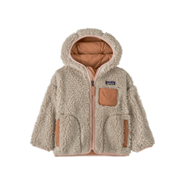 Fall 2024 Patagonia Baby Retro-X Hoody Baby Jacket Patagonia Natural w/Mallow Pink 6 Months