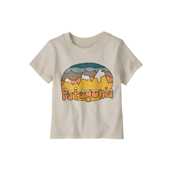 Spring 2025 Patagonia Baby Fitz Roy Flurries T-Shirt Tops & Bottoms Patagonia Undyed Natural 0-6M