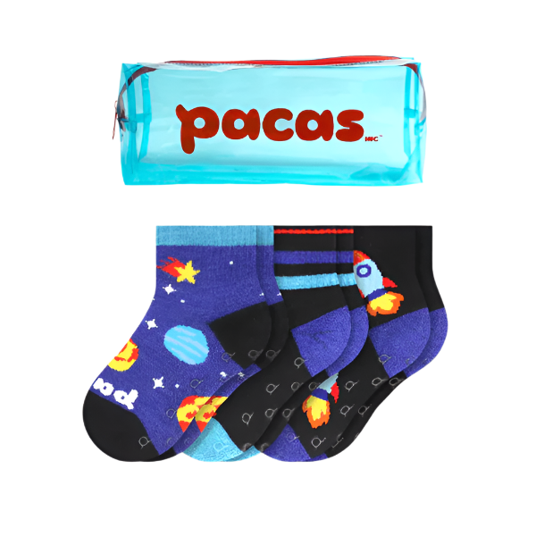 Pacas Toddler Gripper Socks 3 Pack- Space Socks Pacas