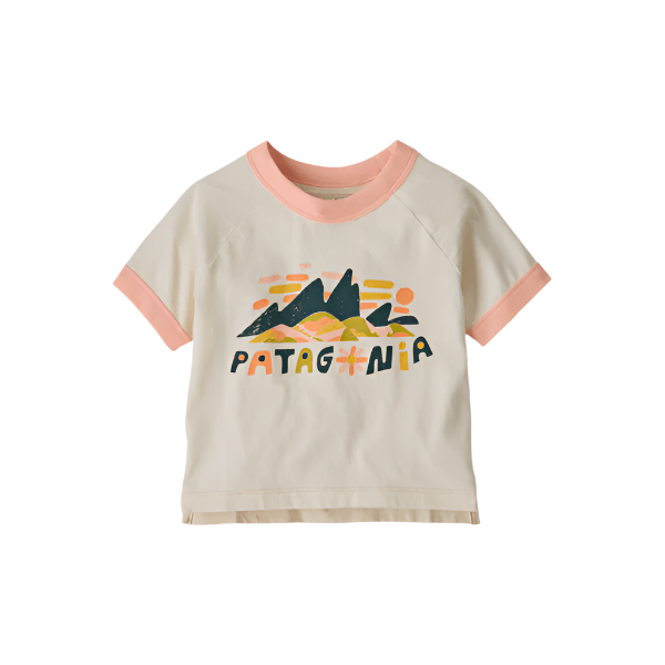 Spring 2025 Patagonia Baby Ringer T-Shirt Tops & Bottoms Patagonia Fitz Roy Superbloom: Undyed Natural 0-6M