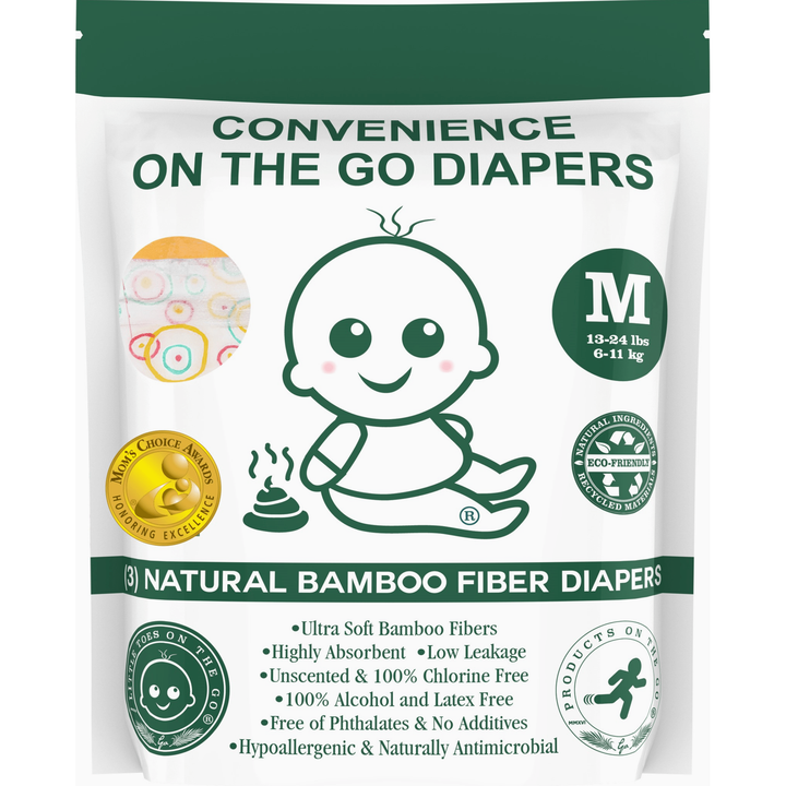 Products on the Go- Medium Bamboo Fiber Diaper 3 Pack disposable diaper Products on the Go
