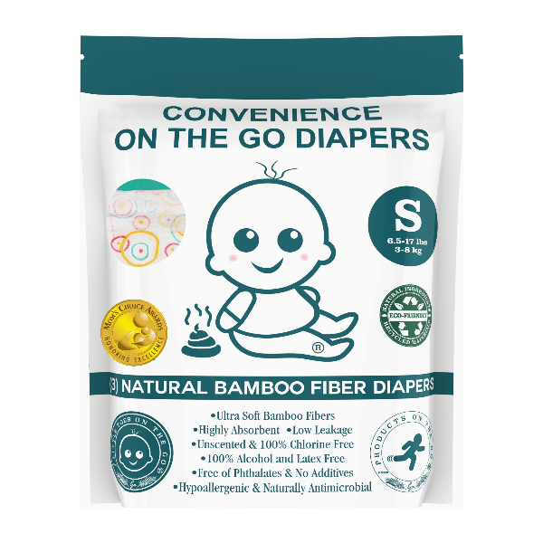 Products on the Go- Small Bamboo Fiber Diapers 3 Pack Diapers & Potty Learning Products on the Go