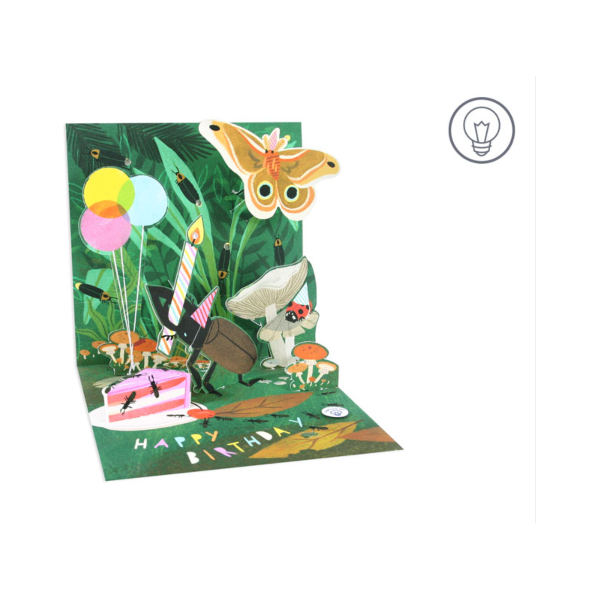 Up with Paper Pop Up Card With Lights- Birthday Bugs Greeting cards Jumping Jack Press