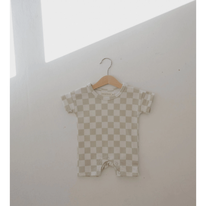 Forever French Baby Terry Romper- Checkerboard Romper Forever French Baby 0-3M