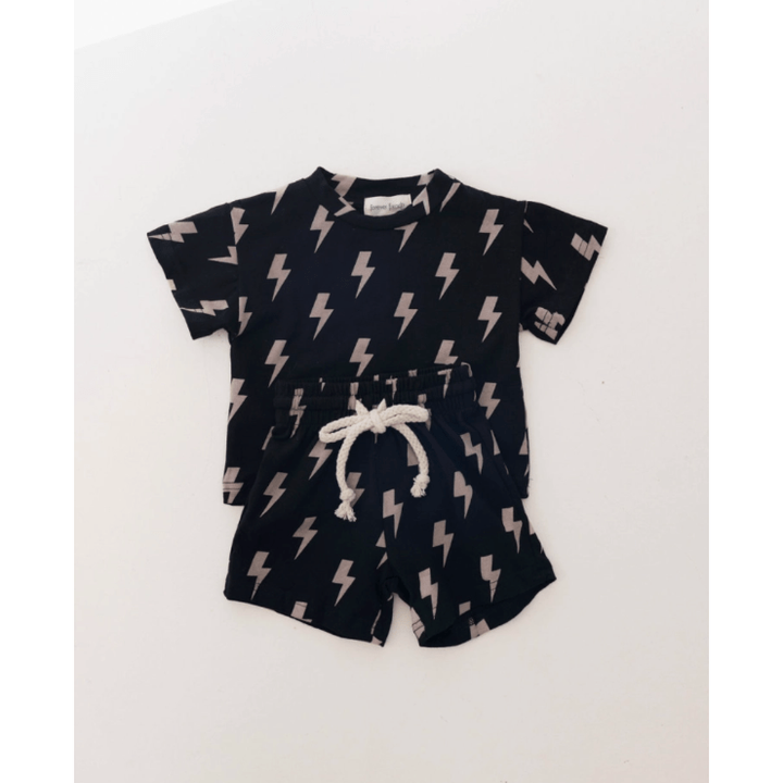Forever French Baby Short Set- Black Lightning Short Set Forever French Baby 12-18 Months