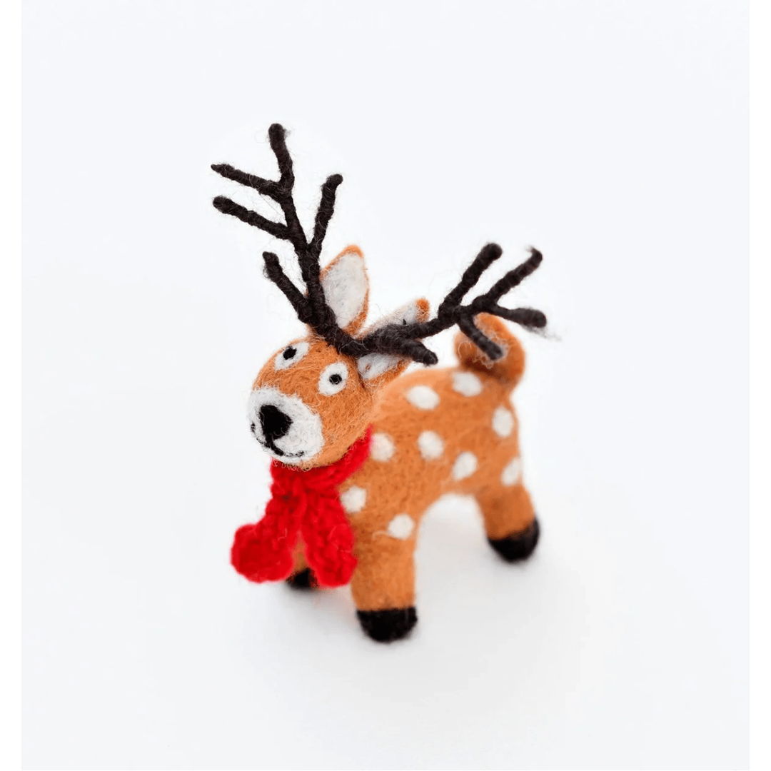 Tara Treasures Christmas Peg Dolls Set - Felt Reindeer with Red Scarf Toy Wooden Toys Tara Treasures