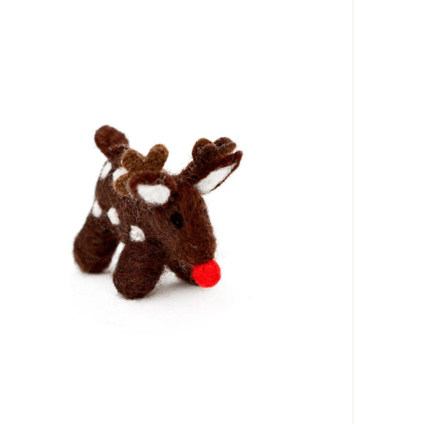 Tara Treasures Christmas Peg Dolls Set - Felt Small Red-Nosed Reindeer Toy Wooden Toys Tara Treasures