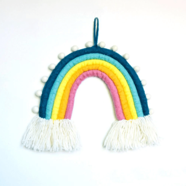 Tara Treasures Rainbow Hanging with Pompoms - Sunset Nursery Decor Tara Treasures