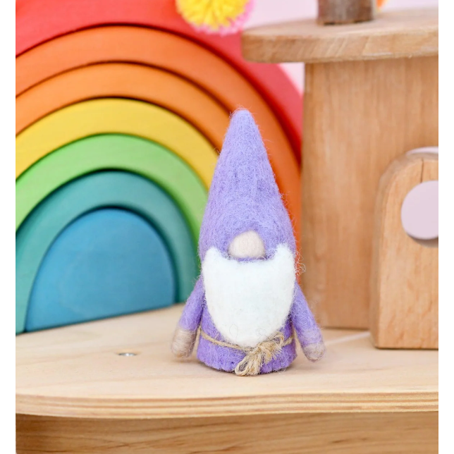 Tara Treasures Pastel Purple Felt Gnome Peg Doll Wooden Toys Tara Treasures