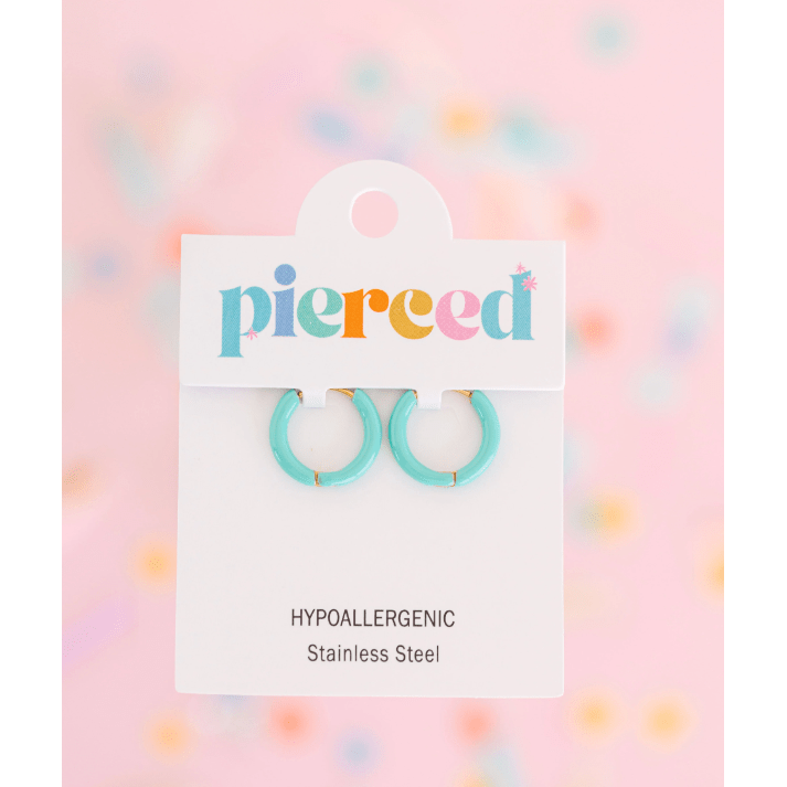 Pierced Co Color Huggies Earrings- Teal Earrings Pierced Co