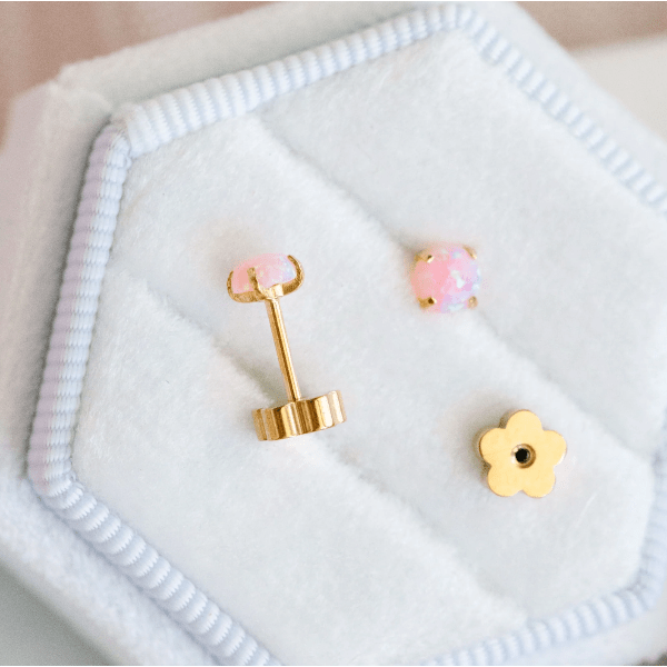 Pierced Co Pink Opal Earrings Earrings Pierced Co