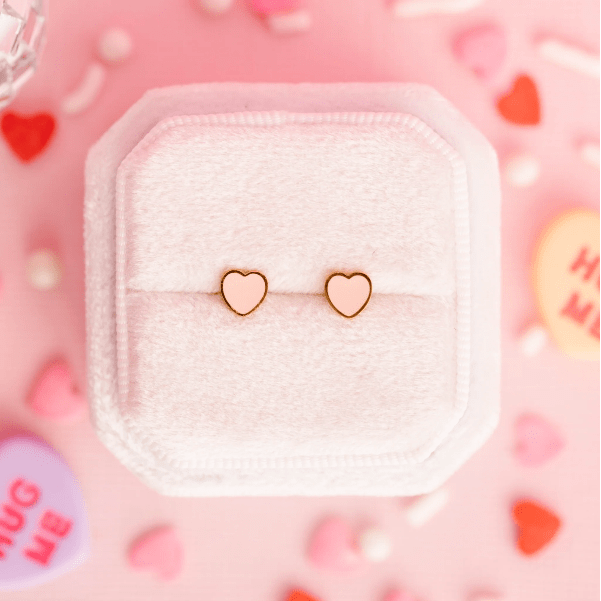 Pierced Co Tiny Peach Heart Earrings Earrings Pierced Co