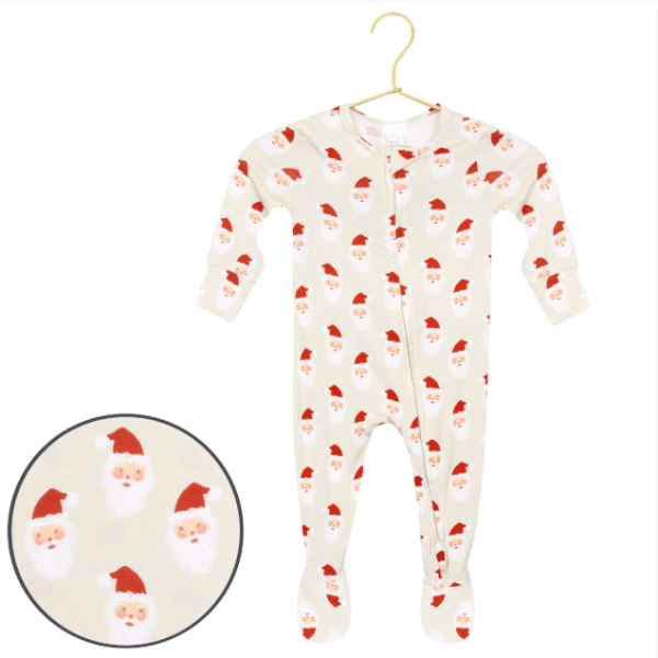 Lou Lou & Company Zippered Holiday Footie- Santa Baby Footie Lou Lou & Company