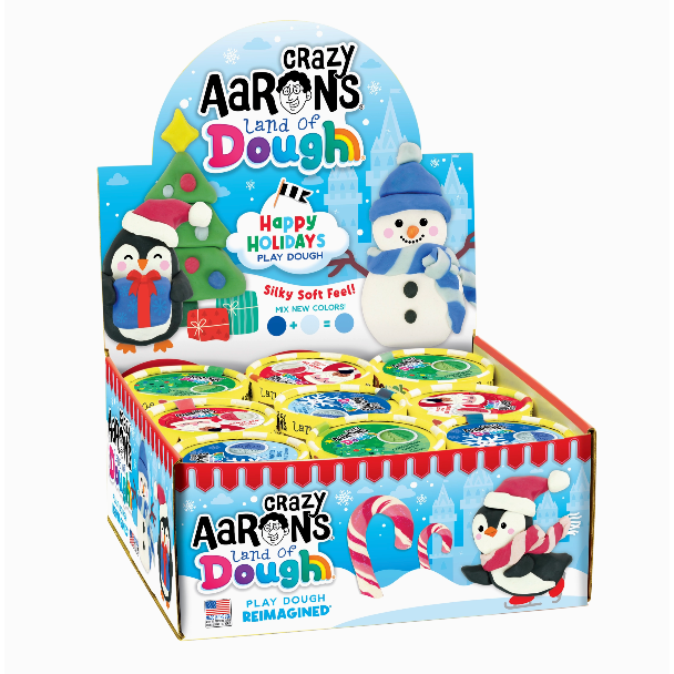 Box of Crazy Aaron's Land of Dough play dough with Christmas-themed design