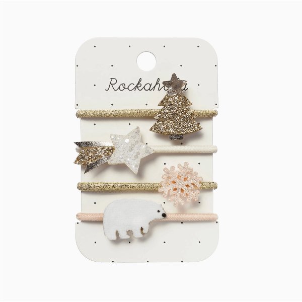 Set of decorative hair clips on a branded card with 'Rockahula' branding.