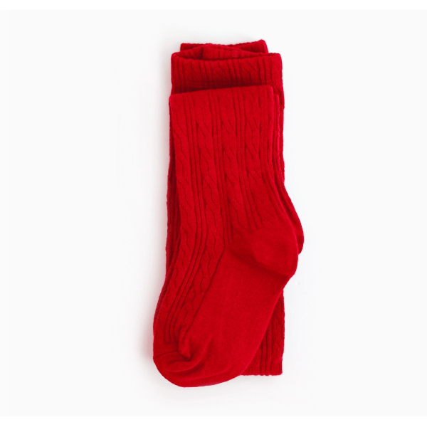 Little Stocking Co. - Bright Red Cable Knit Tights Tights Little Stocking Co.