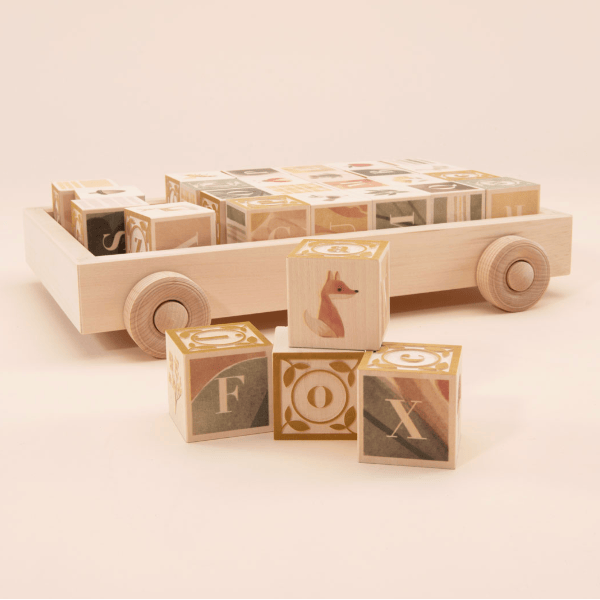 Uncle Goose - Watercolor ABC Blocks with Wagon Wooden Toys Uncle Goose