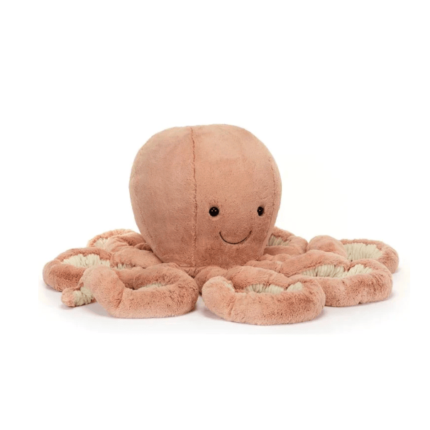 Plush octopus toy on a white background