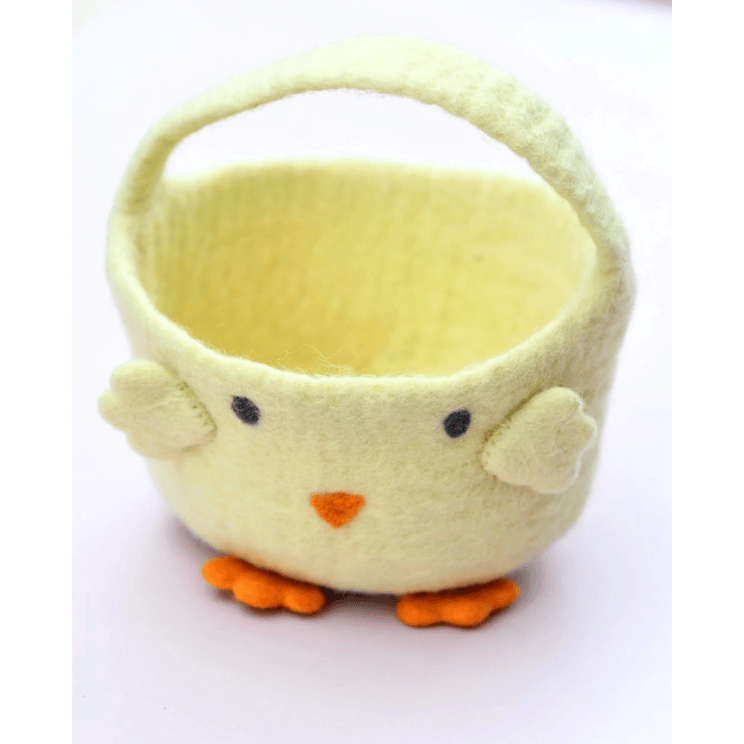 Tara Treasures Felt Easter Egg Basket- Yellow Chick Baskets Tara Treasures