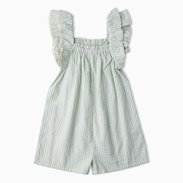 Makemake Organics Flutter Jumpsuit- Basil Stripes Jumpsuit Makemake Organics 2T