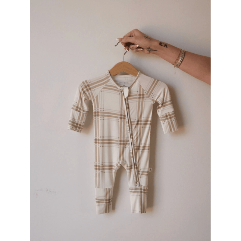 Forever French Bamboo Zip Pajamas - Ellis Plaid Romper Forever French Baby Newborn