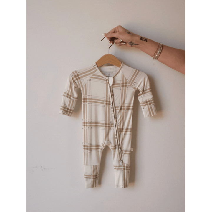 Forever French Bamboo Zip Pajamas - Ellis Plaid Romper Forever French Baby Newborn