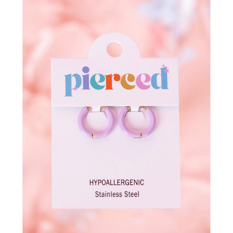 Pierced Co Color Huggies Earrings- Purple Earrings Pierced Co